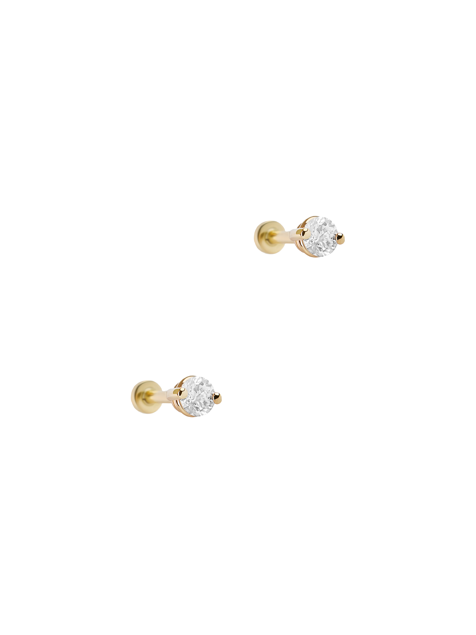 Diamond pinch flat back stud earring, 3mm